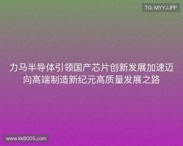 力马半导体引领国产芯片创新发展加速迈向高端制造新纪元高质量发展之路